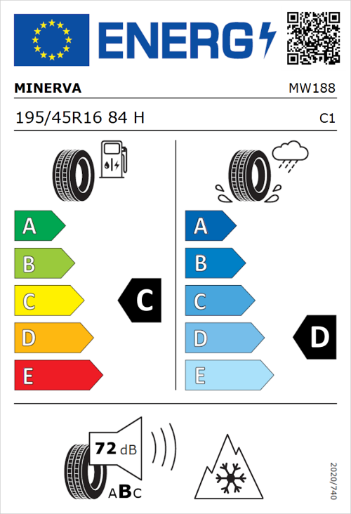 Tyre Label for Minerva S210 195/45R16 84H